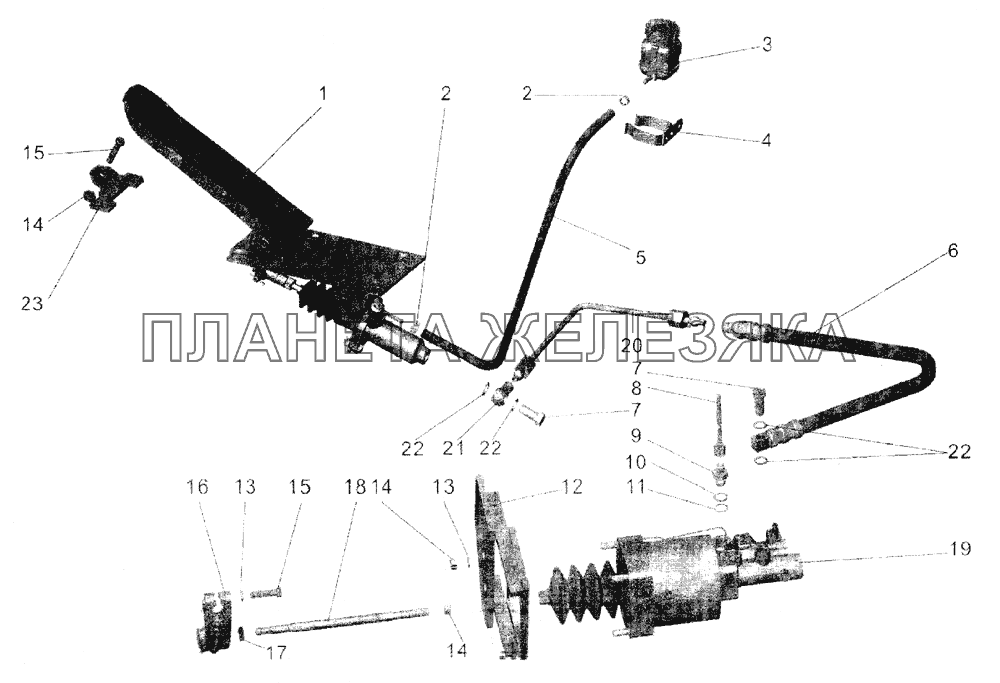 Установка привода управления сцеплением МАЗ-104